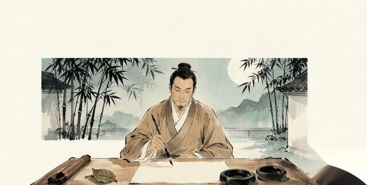 陆羽与《茶经》· AI 意境图,非实拍