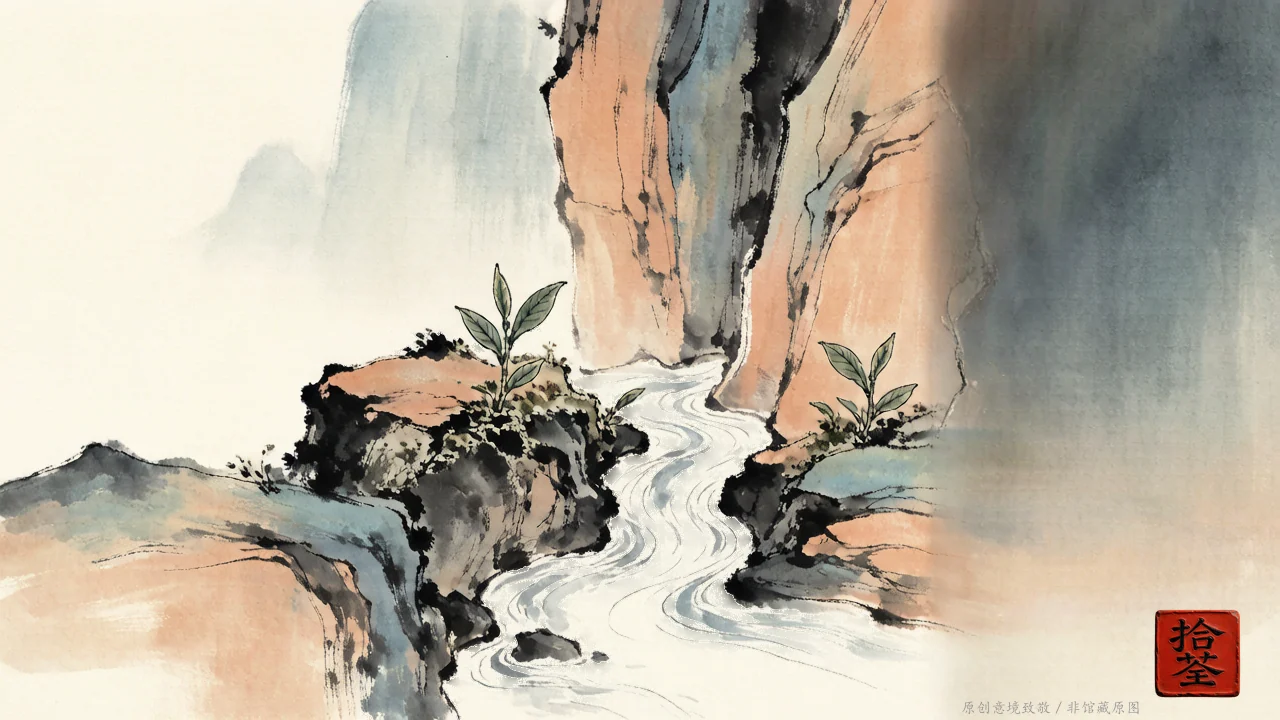 活水与标本 · AI 意境图,非实拍