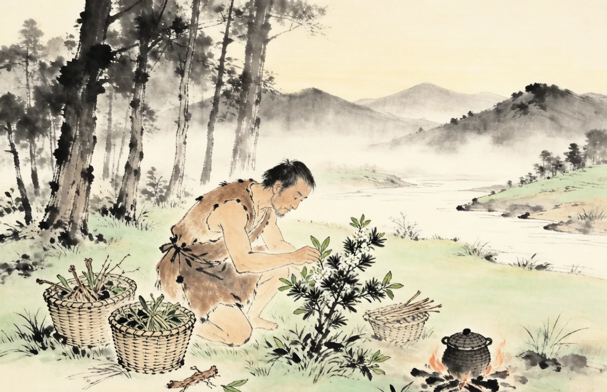 采药辨草 · AI 意境图，非实拍